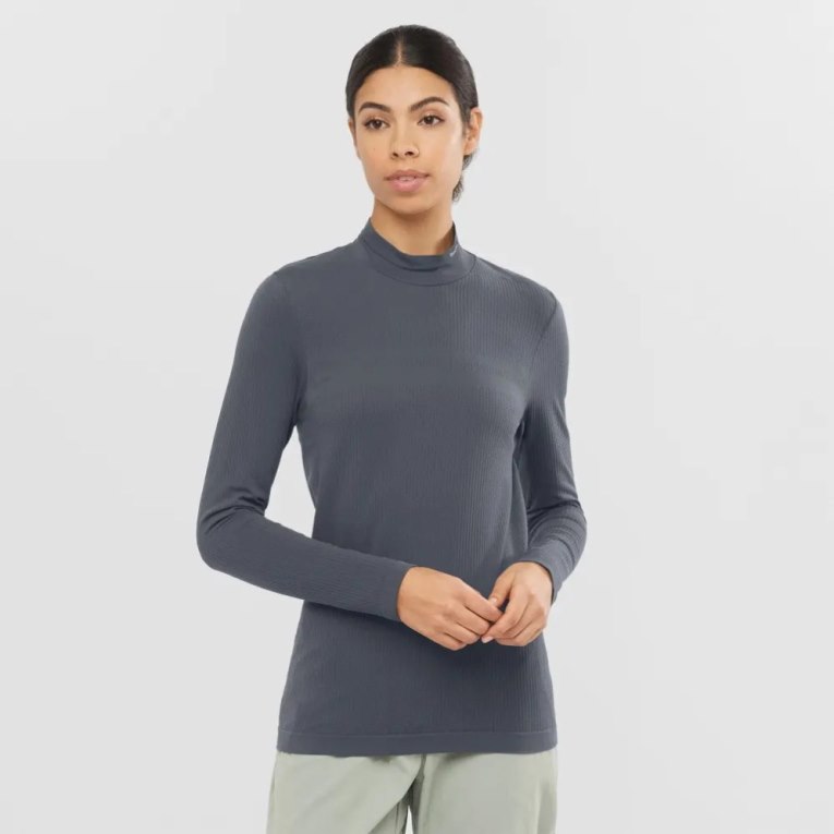 Camiseta Salomon Essential Seamless Long Sleeve Feminino Pretas | PT I36521